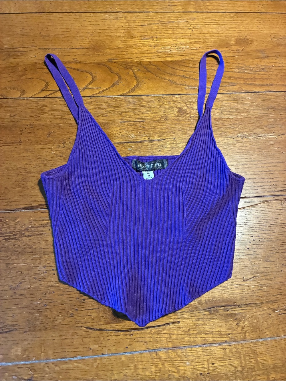 NWT Urban Outfitters Vibrant Purple Ribbed V-Neck Cropped Tank Top